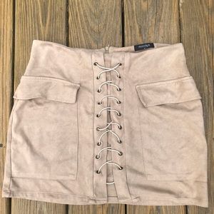 Lace up nude skirt